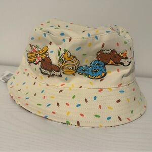 NEW Disney Parks Eats Snack & Food Print Reversible Spirit Jersey Bucket Hat cap